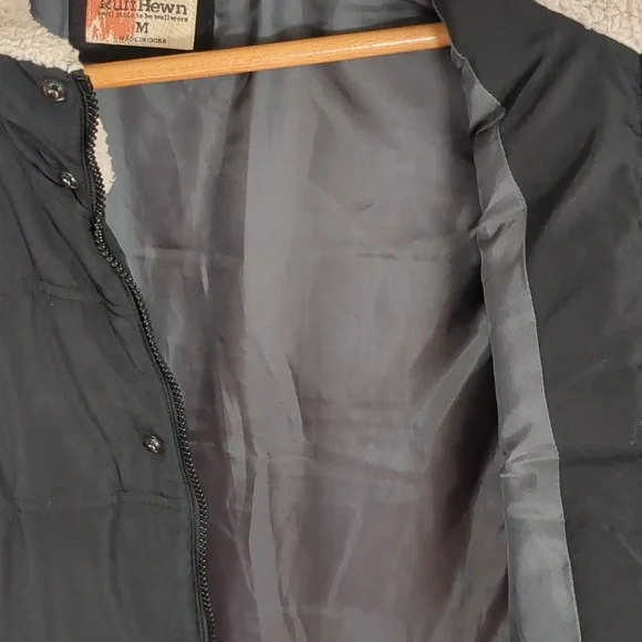 Ruff Hewn Men's Sherpa Collar Lined Black Puffer Vest Size Medium EUC - Picture 6 of 12